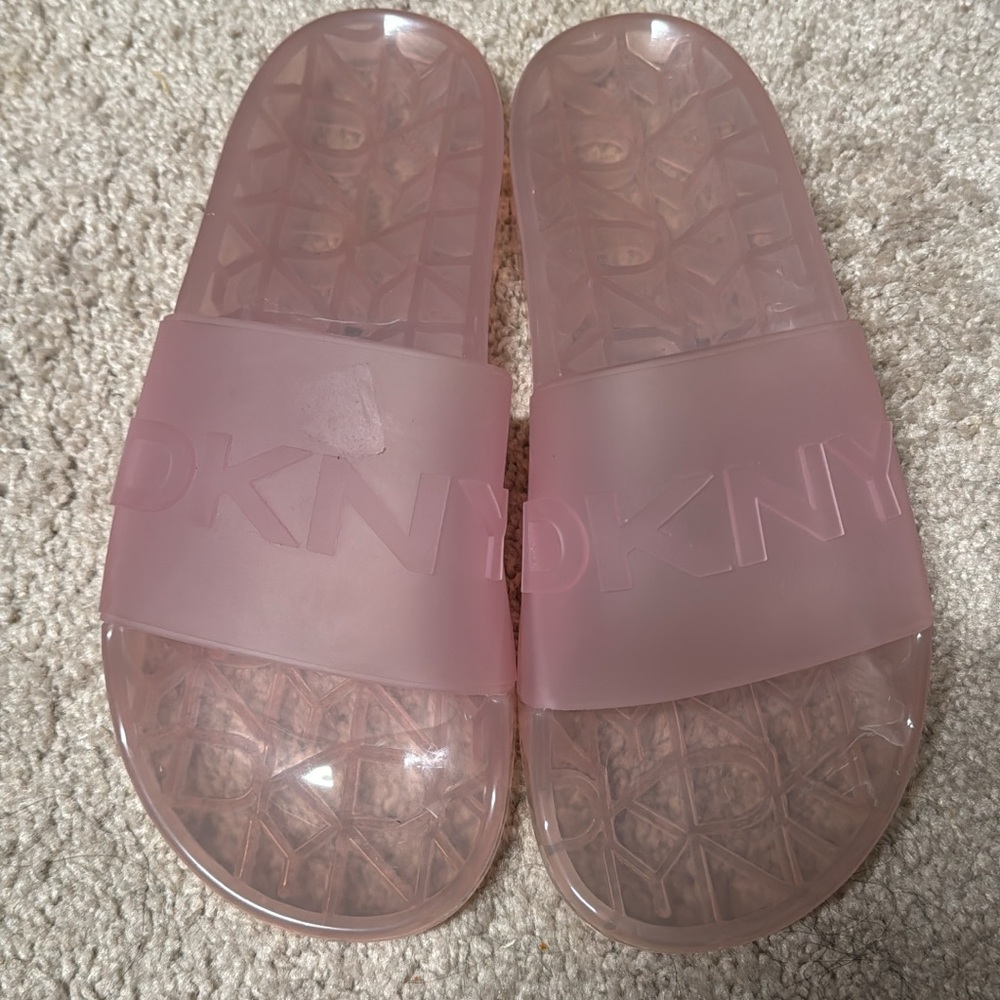 DKNY Translucent Pink Slide Sandals